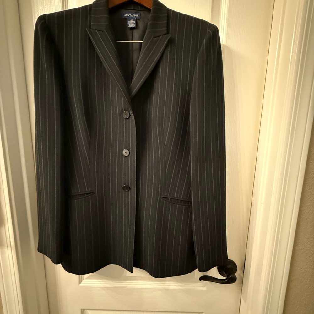 Ann Taylor Black Pinstripe Blazer